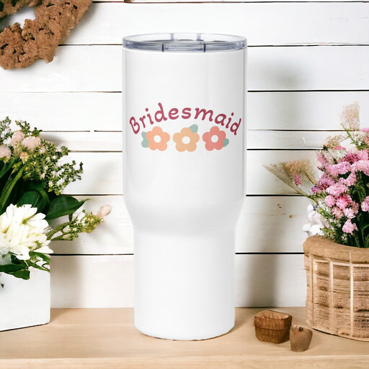 Bridesmaid Travel Mug with Handle, 25oz